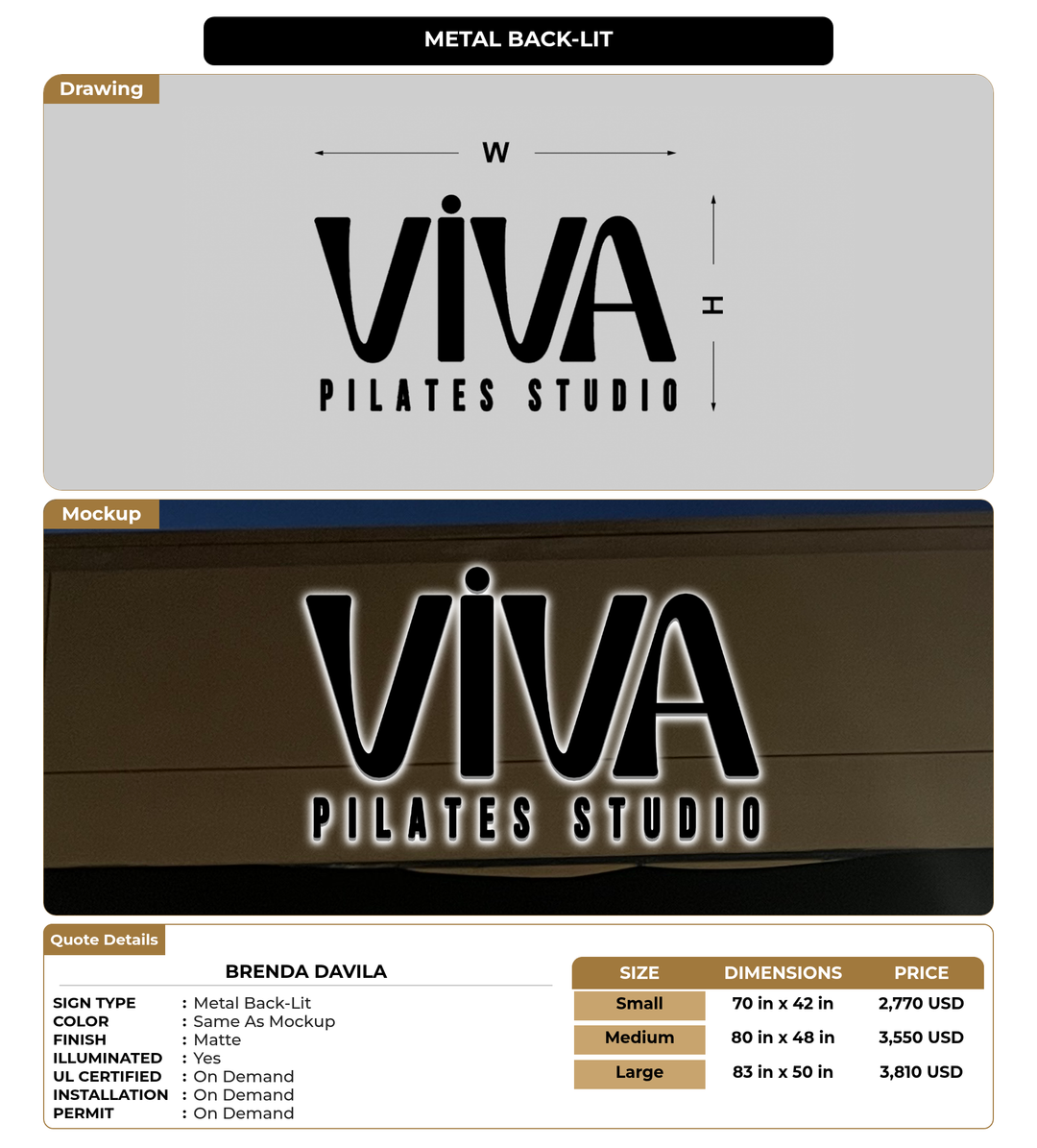 CUSTOM MOCKUP SIGN FOR Brenda Davila