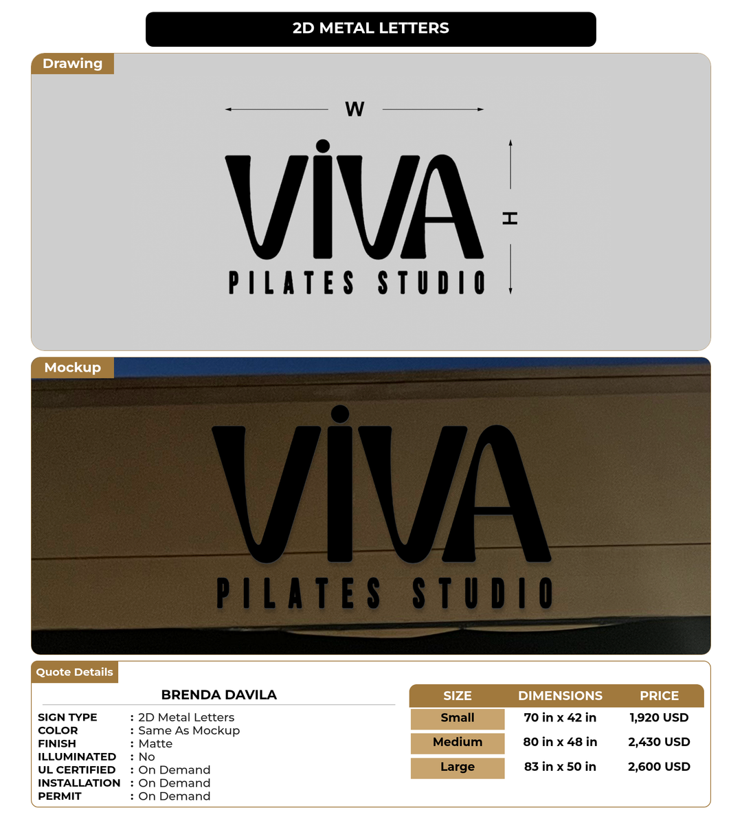 CUSTOM MOCKUP SIGN FOR Brenda Davila