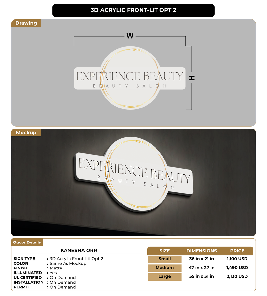 CUSTOM MOCKUP SIGN FOR Kanesha Orr