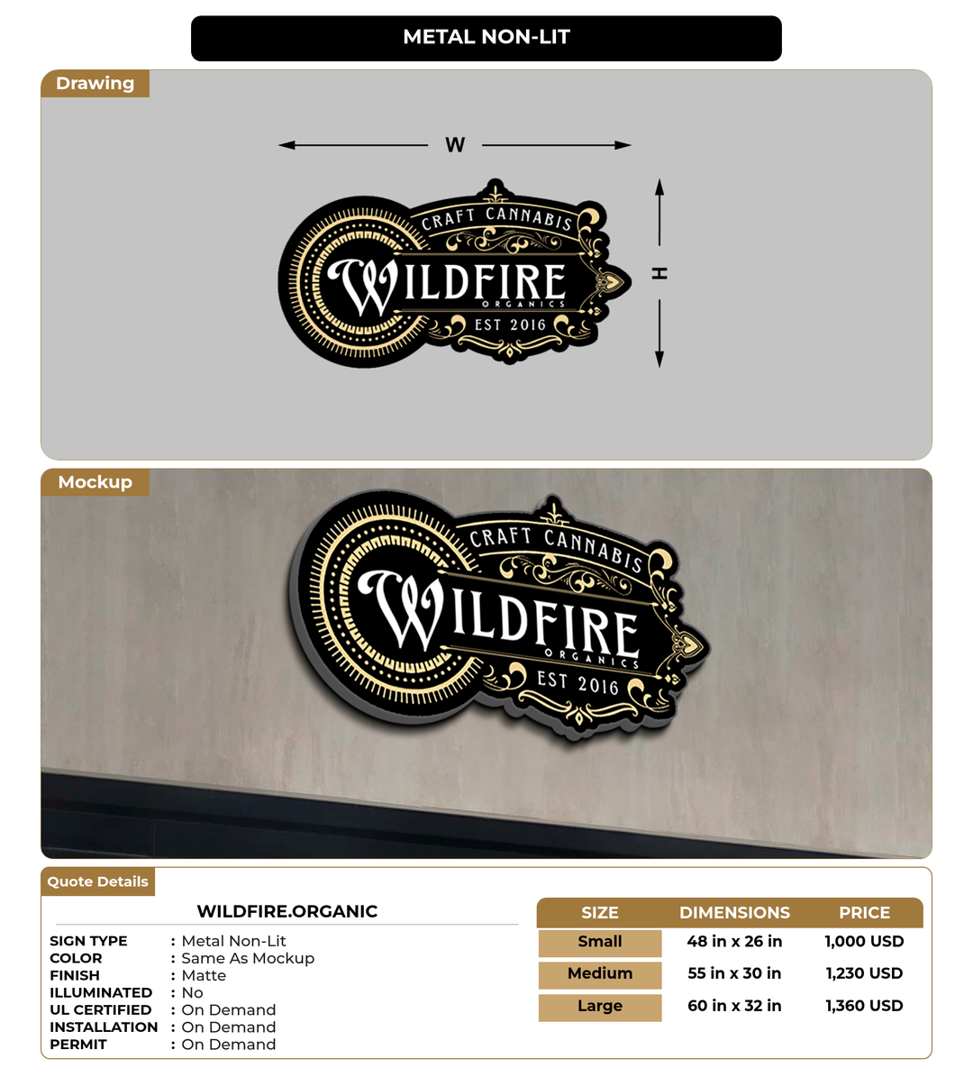CUSTOM MOCKUP SIGN FOR wildfire.organic
