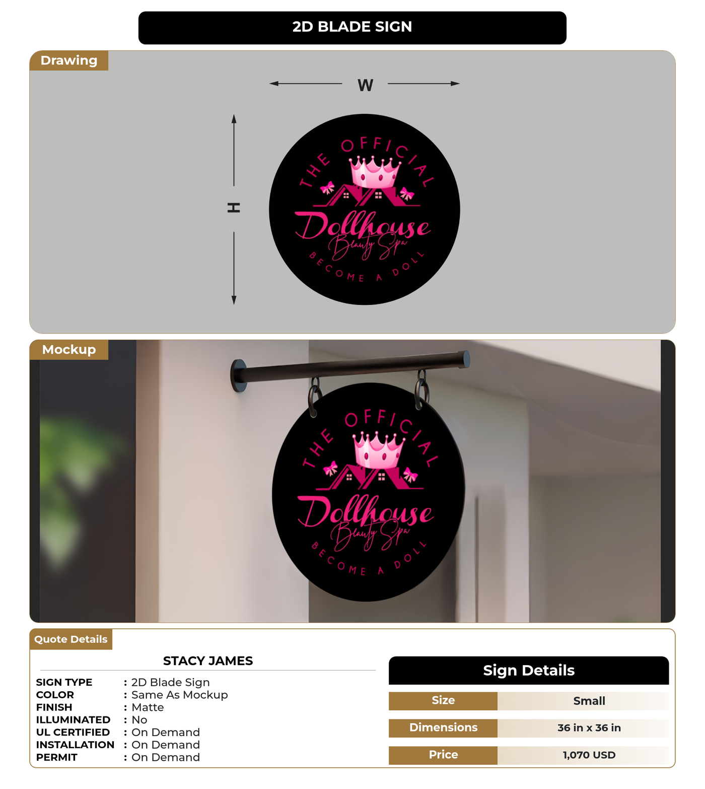 CUSTOM MOCKUP SIGN FOR Stacy James