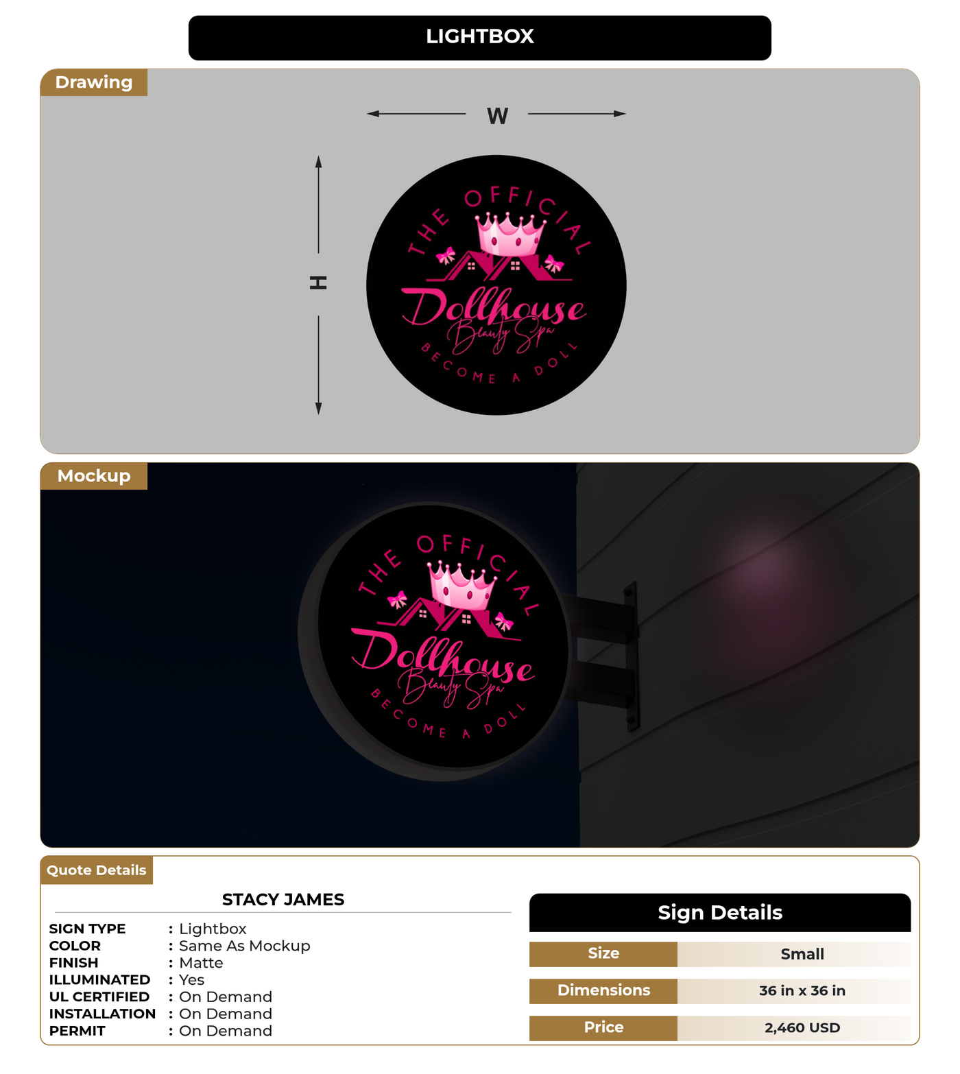 CUSTOM MOCKUP SIGN FOR Stacy James