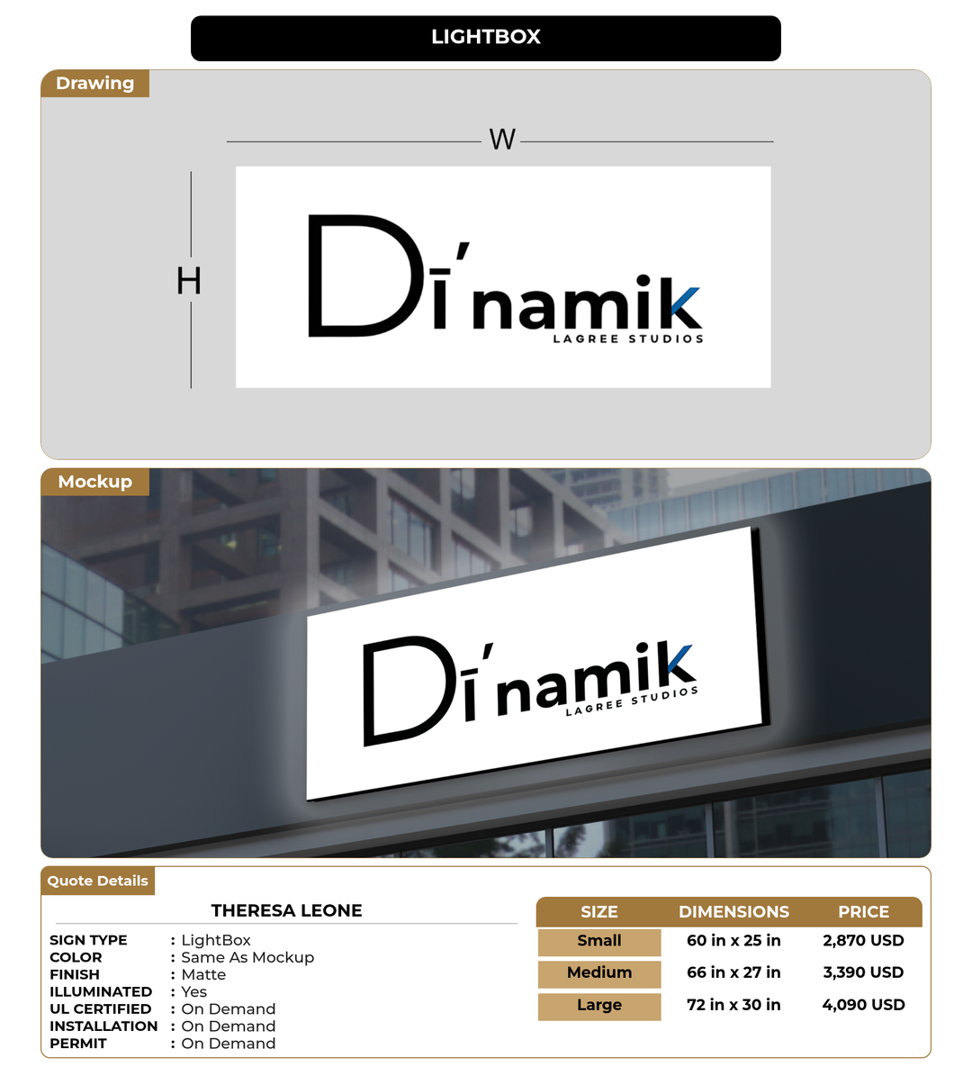 CUSTOM MOCKUP SIGN FOR Theresa Leone