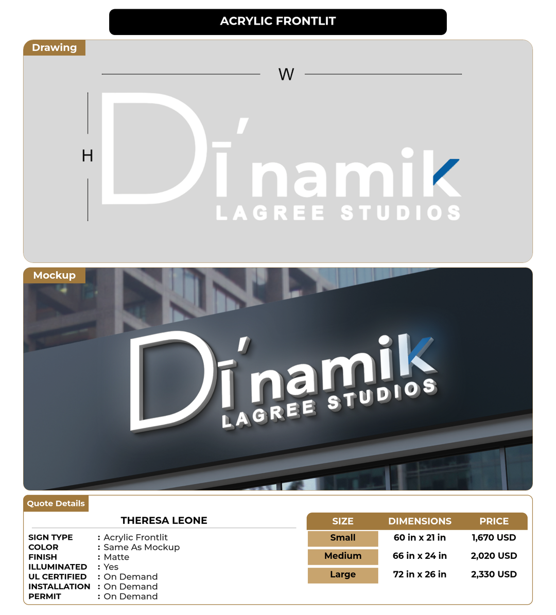 CUSTOM MOCKUP SIGN FOR Theresa Leone