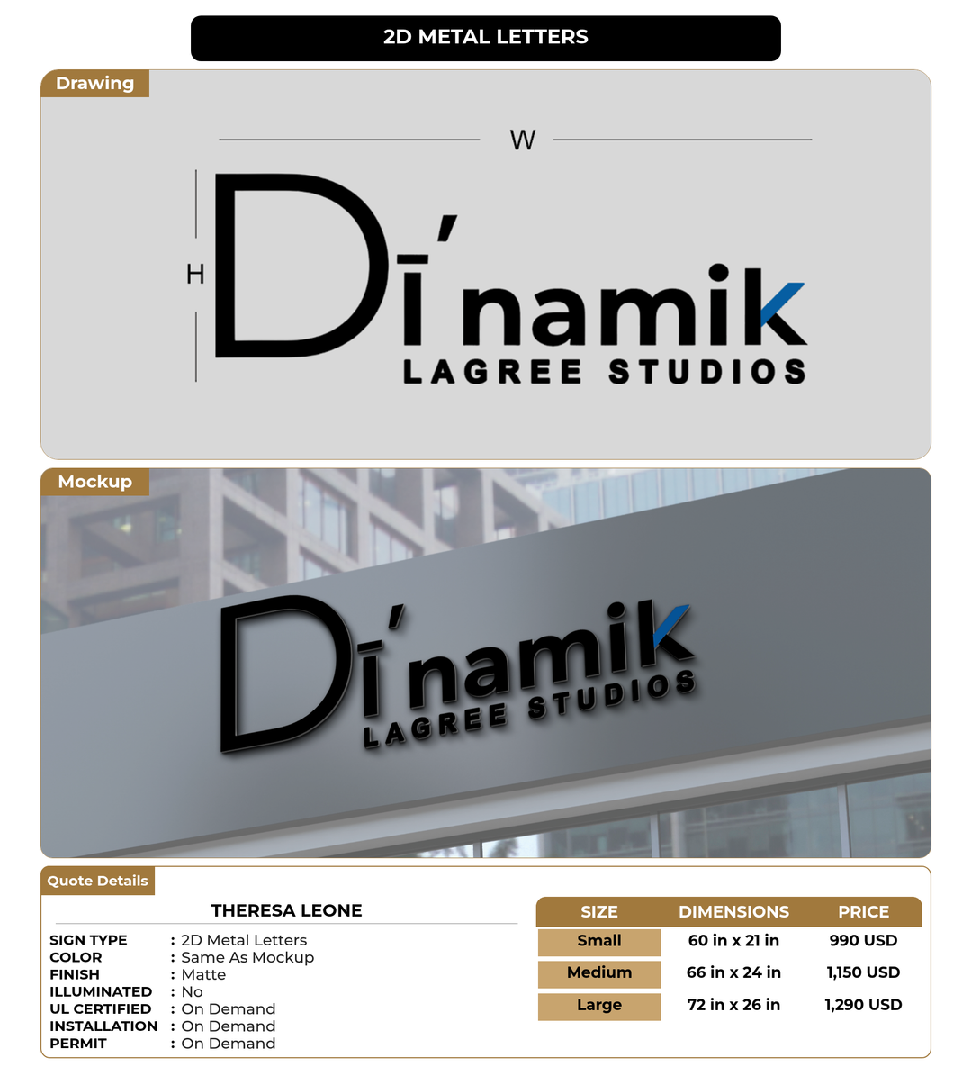 CUSTOM MOCKUP SIGN FOR Theresa Leone