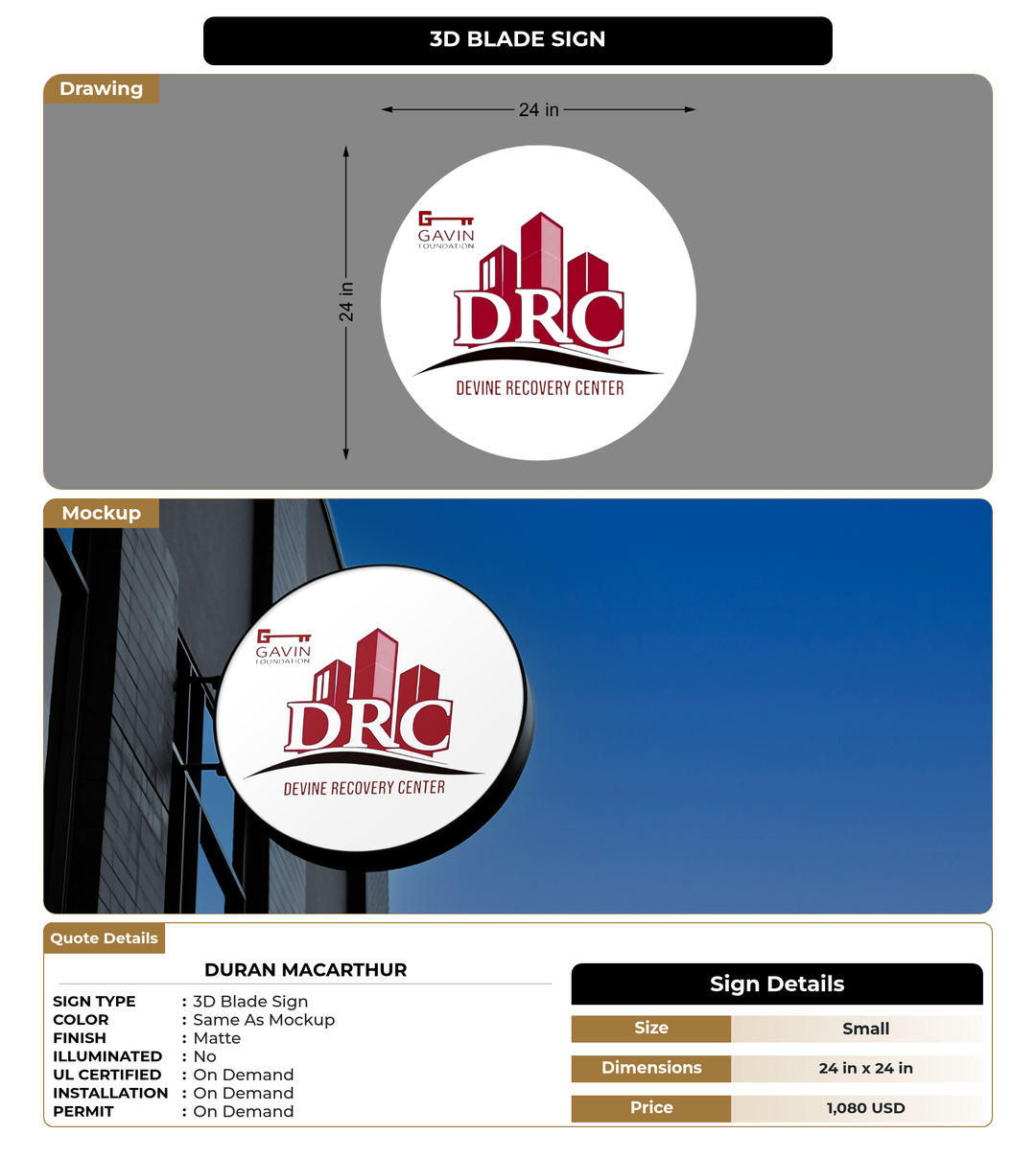 CUSTOM MOCKUP SIGN FOR Duran MacArthur