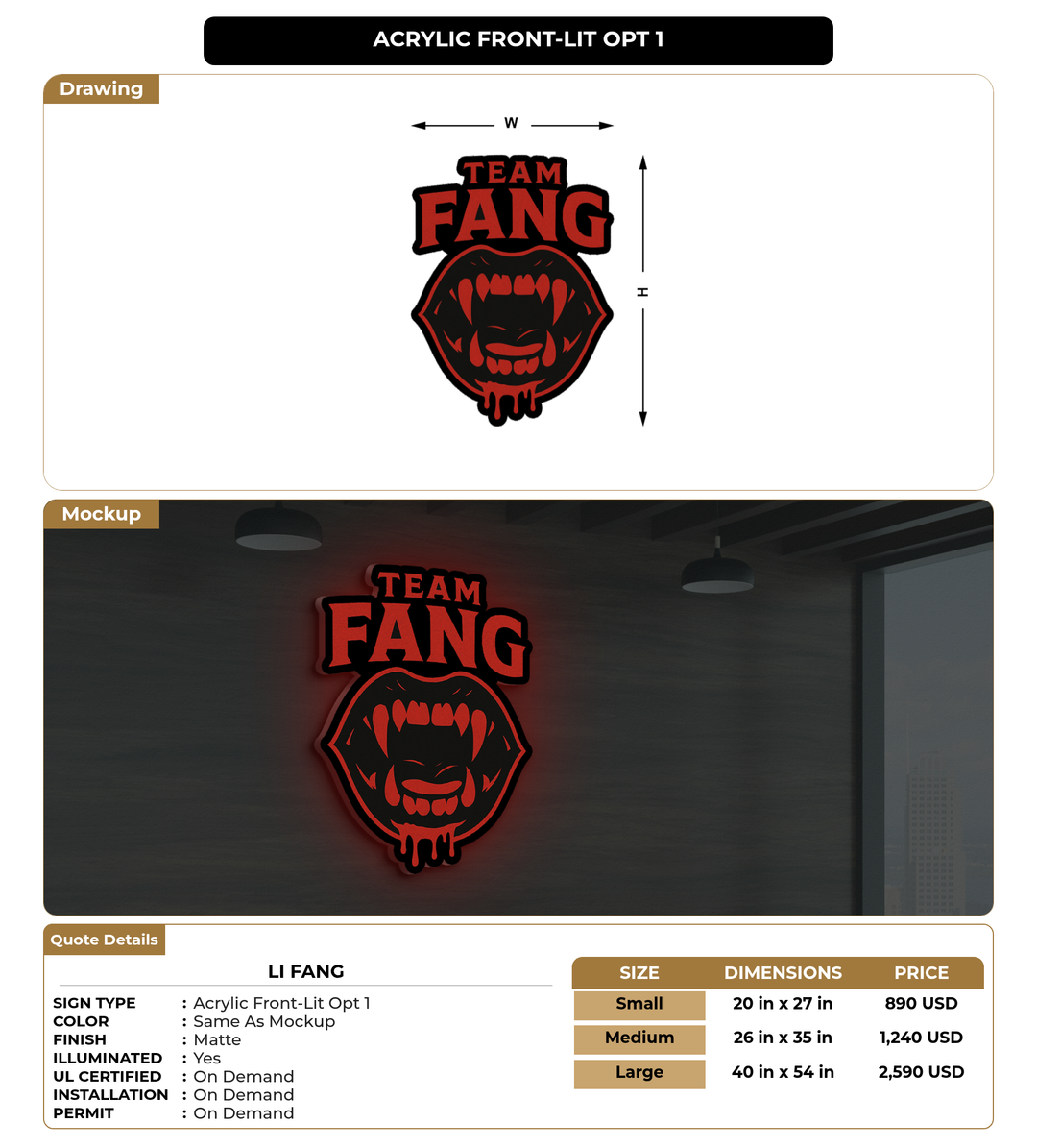 CUSTOM MOCKUP SIGN FOR Li Fang