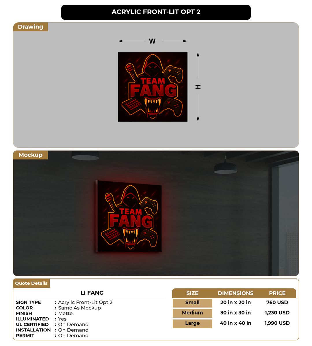CUSTOM MOCKUP SIGN FOR Li Fang