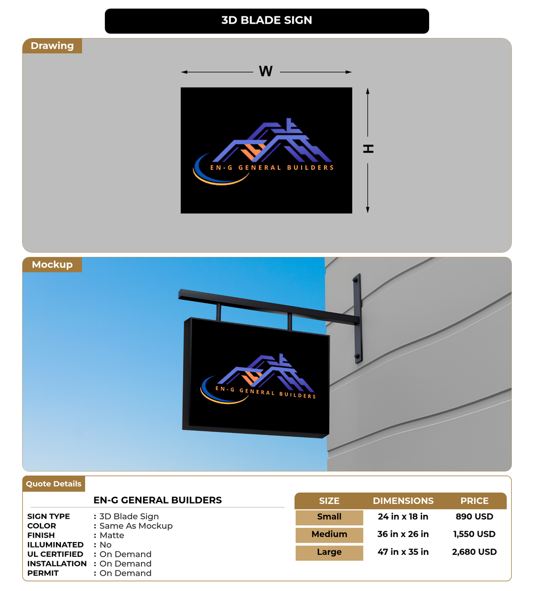 CUSTOM MOCKUP SIGN FOR EN-G GENERAL BUILDERS
