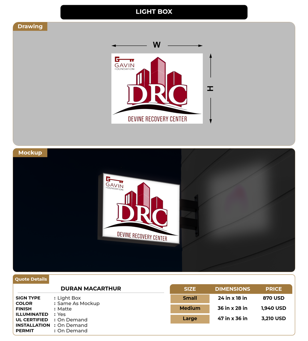 CUSTOM MOCKUP SIGN FOR Duran MacArthur