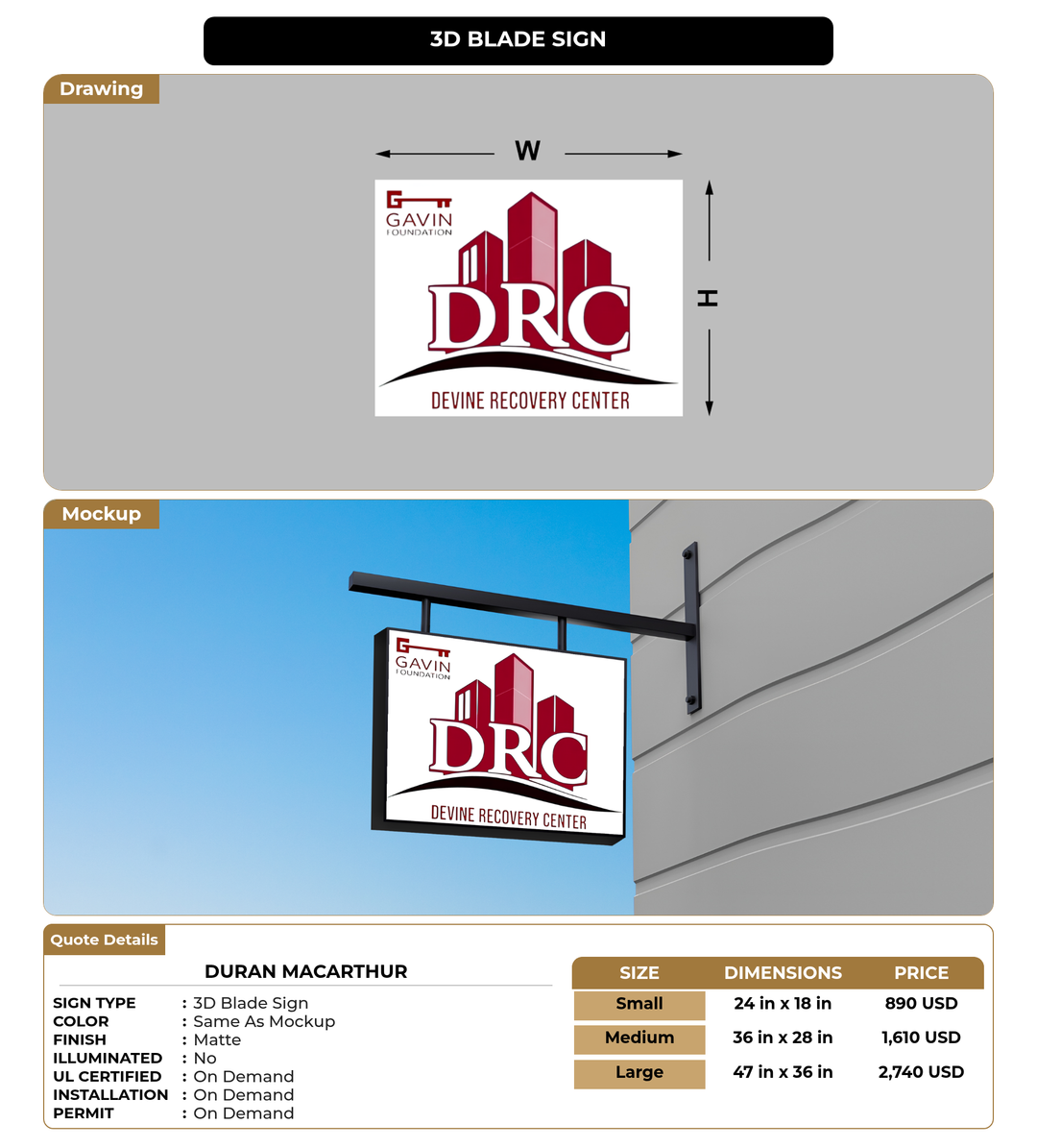 CUSTOM MOCKUP SIGN FOR Duran MacArthur