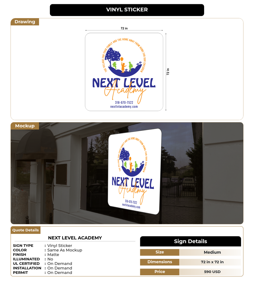 CUSTOM MOCKUP SIGN FOR Next Level Academy