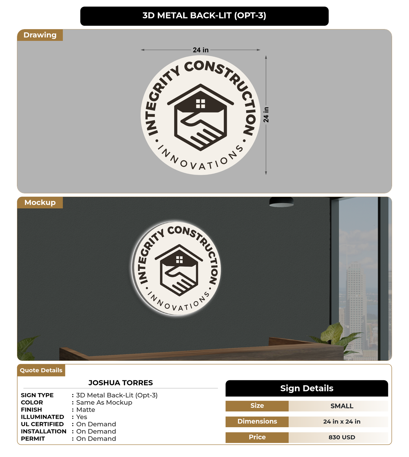 CUSTOM MOCKUP SIGN FOR Joshua Torres