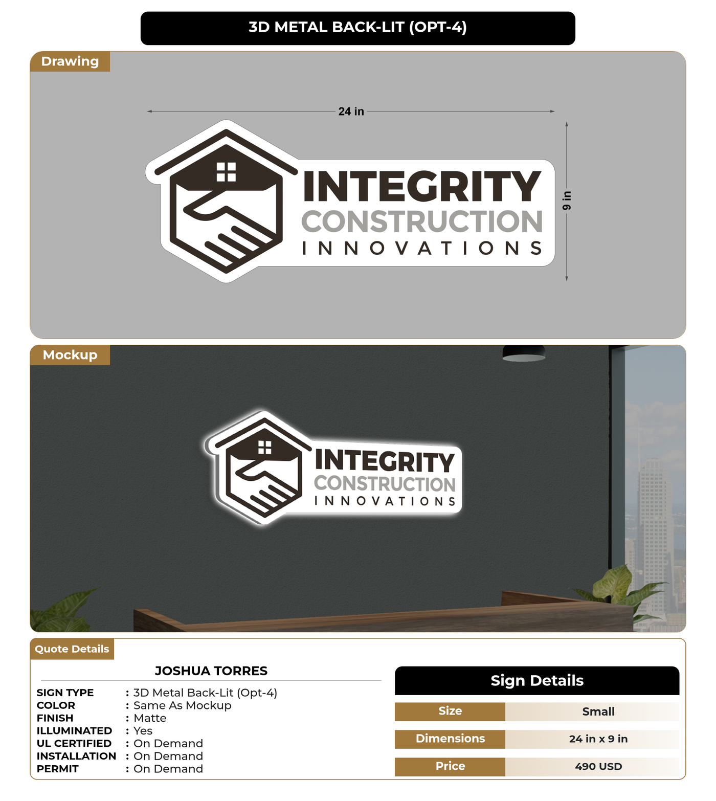 CUSTOM MOCKUP SIGN FOR Joshua Torres