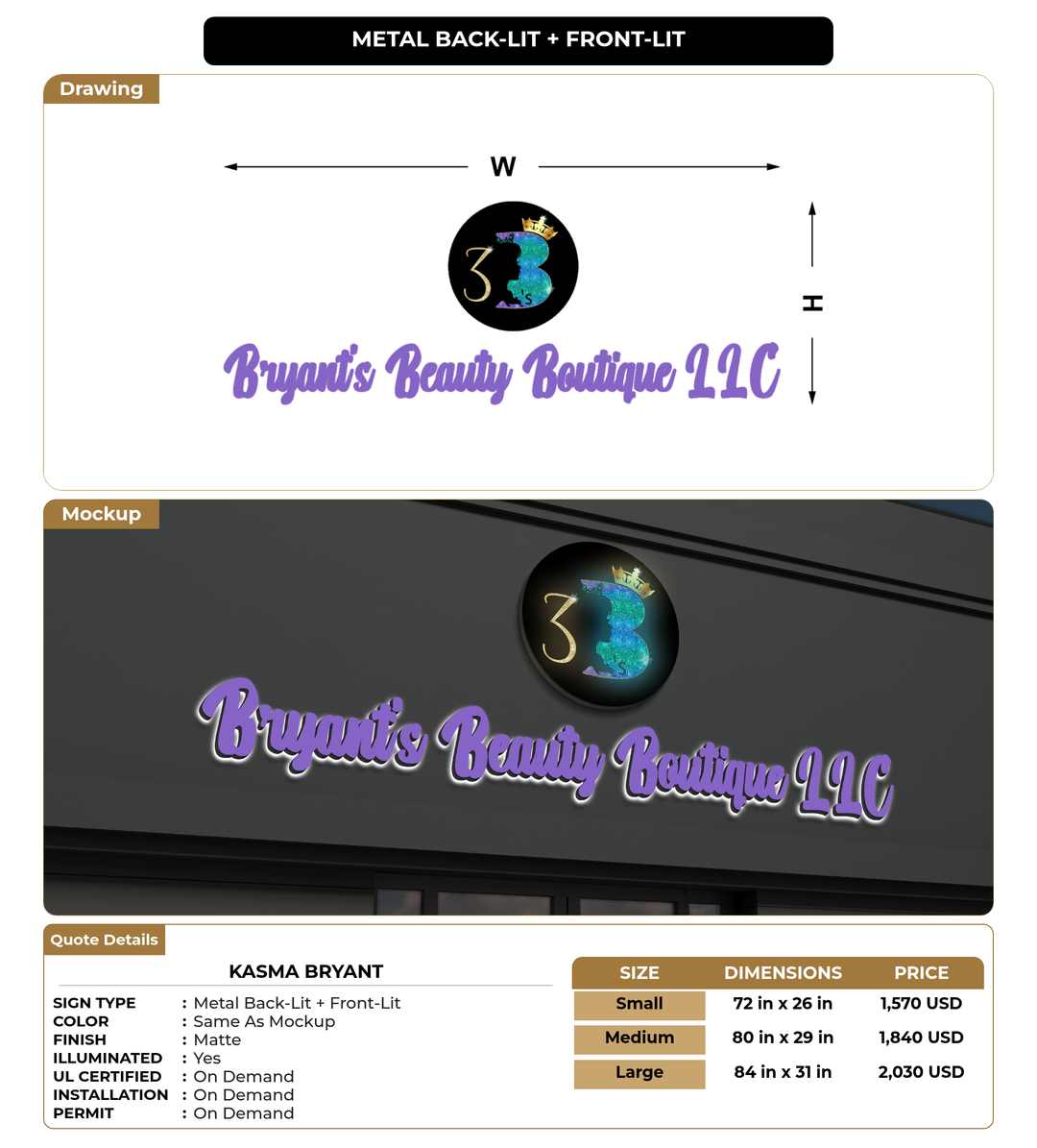 CUSTOM MOCKUP SIGN FOR Kasma Bryant