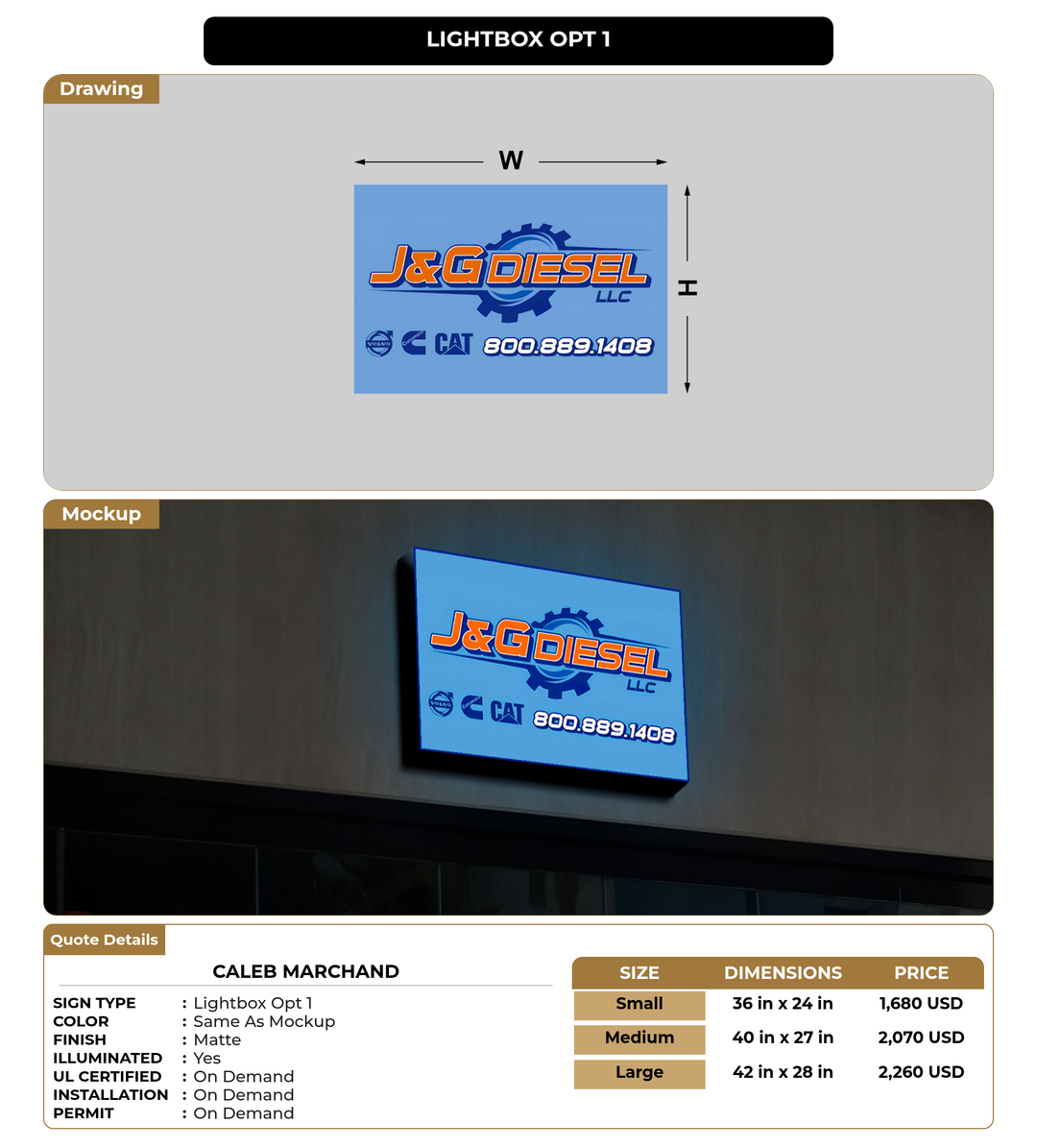 CUSTOM MOCKUP SIGN FOR Caleb  Marchand