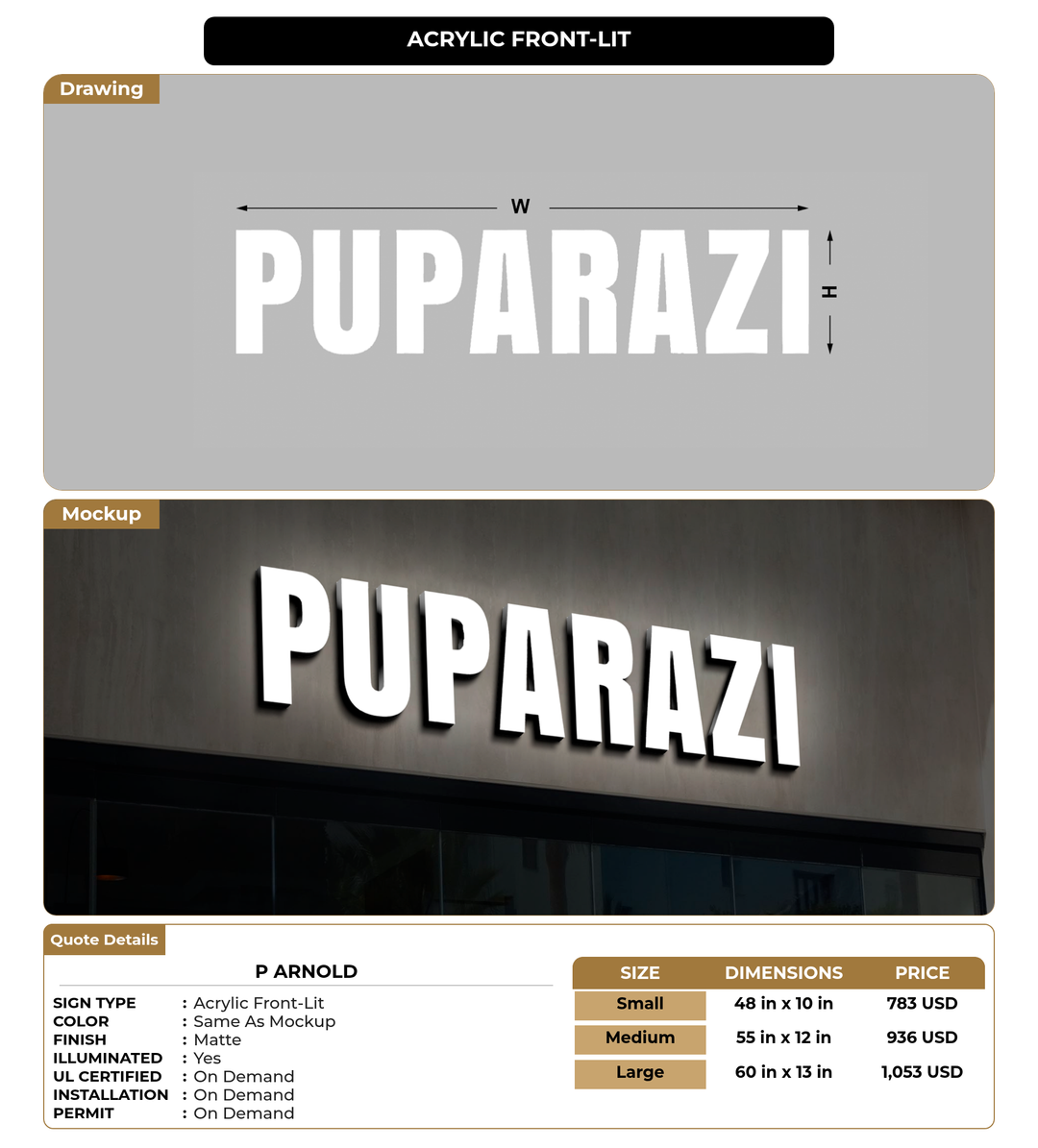 CUSTOM MOCKUP SIGN FOR P Arnold