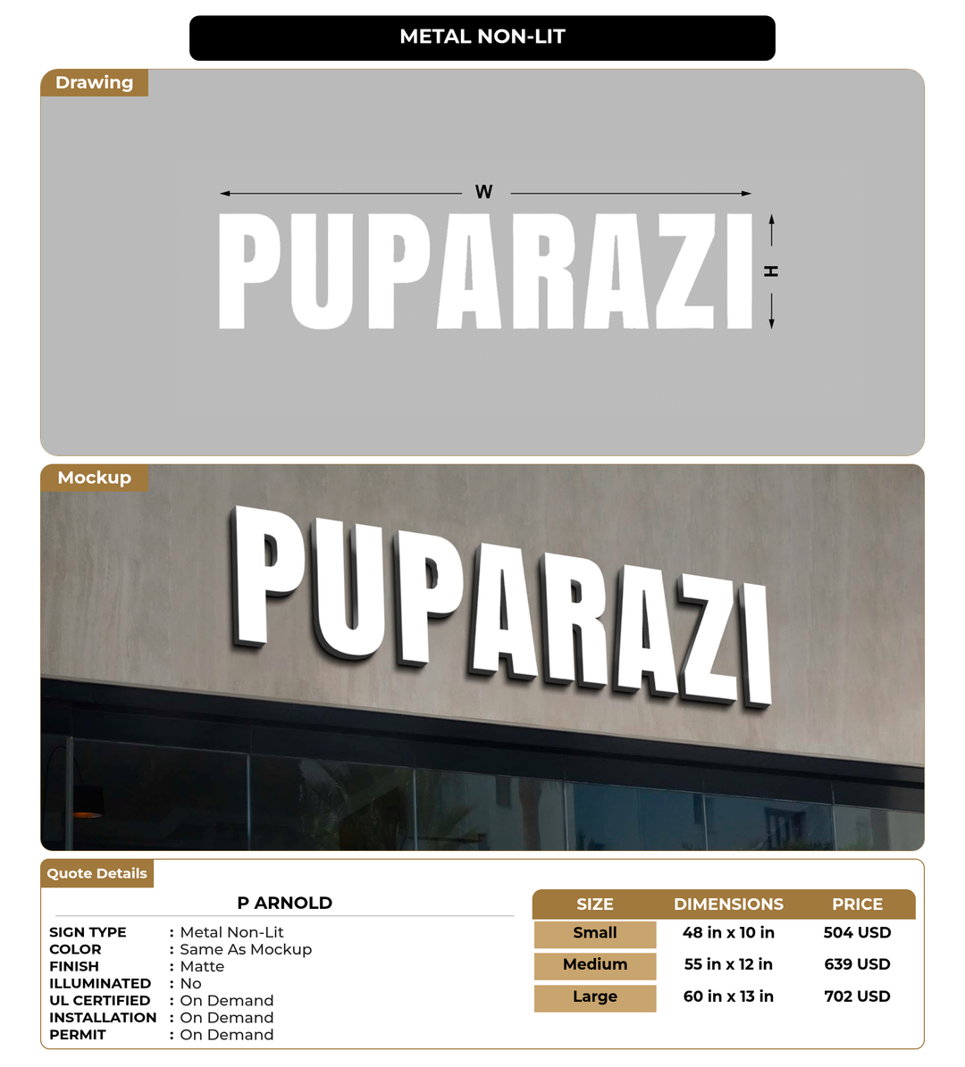 CUSTOM MOCKUP SIGN FOR P Arnold