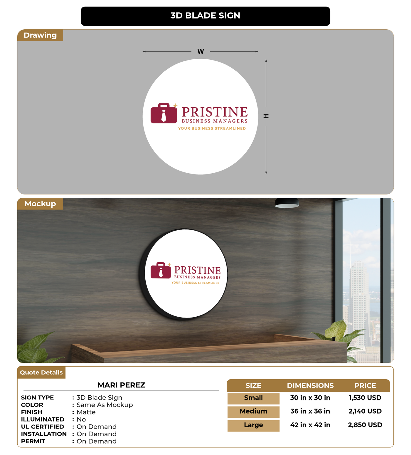 CUSTOM MOCKUP SIGN FOR Mari Perez