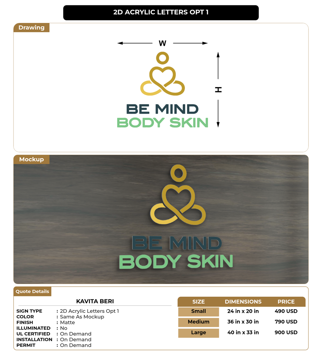 CUSTOM MOCKUP SIGN FOR Kavita Beri