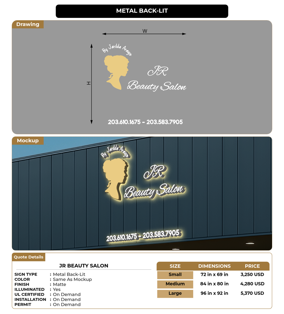 CUSTOM MOCKUP SIGN FOR JR Beauty Salon