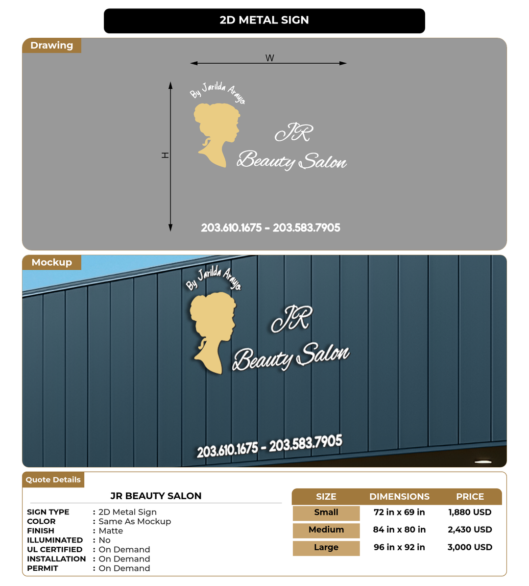 CUSTOM MOCKUP SIGN FOR JR Beauty Salon