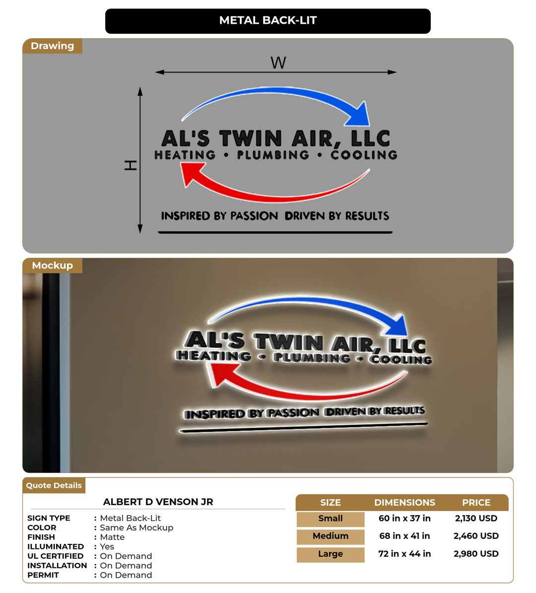 CUSTOM MOCKUP SIGN FOR Albert D Venson Jr