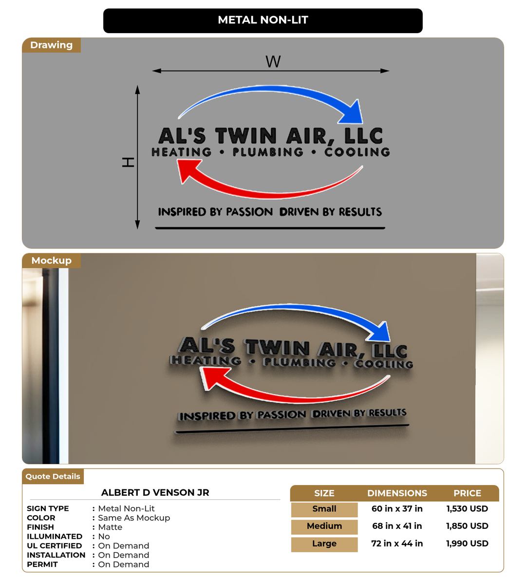 CUSTOM MOCKUP SIGN FOR Albert D Venson Jr