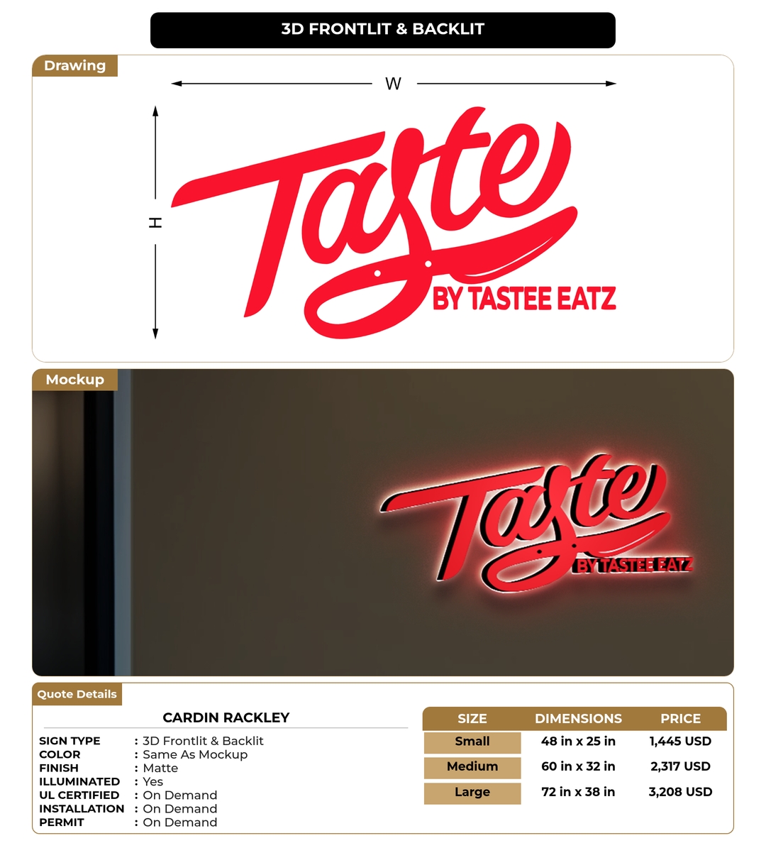 CUSTOM MOCKUP SIGN FOR Cardin Rackley