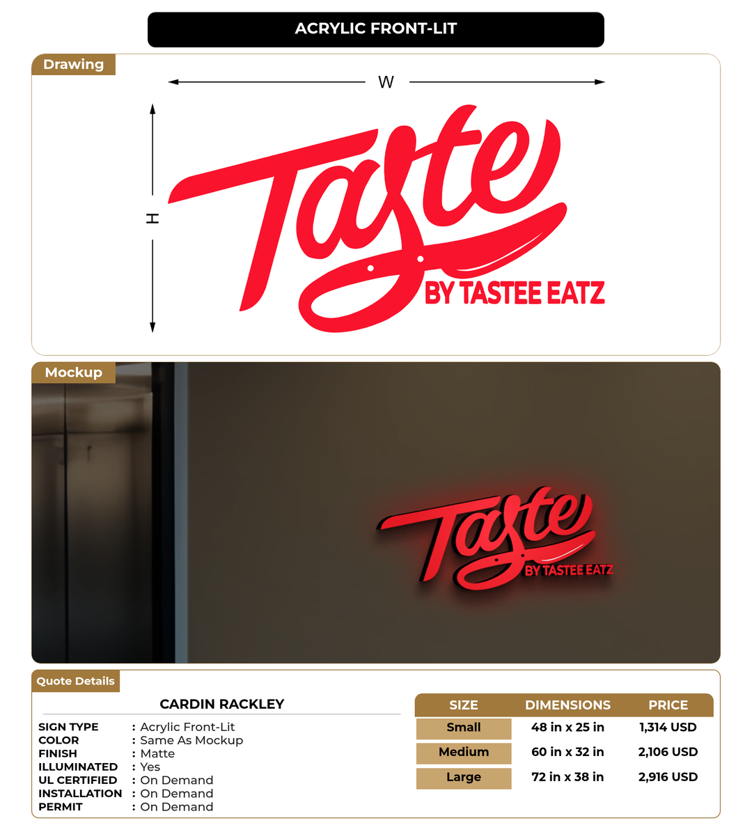 CUSTOM MOCKUP SIGN FOR Cardin Rackley