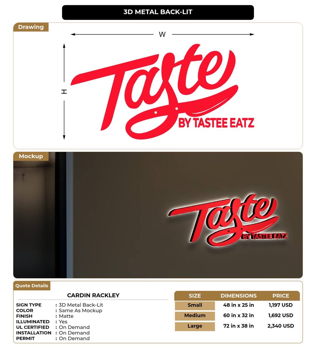 CUSTOM MOCKUP SIGN FOR Cardin Rackley