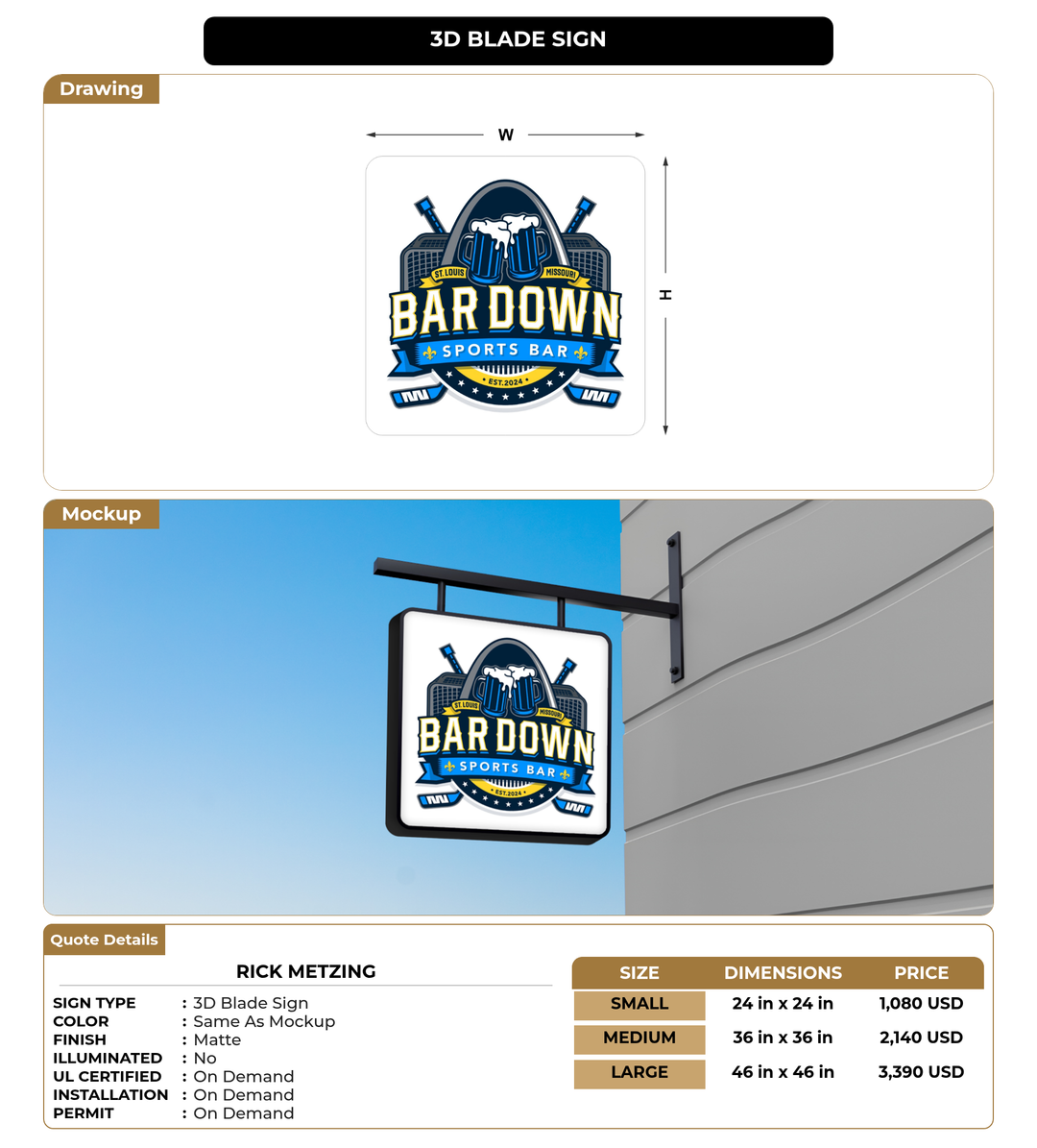 CUSTOM MOCKUP SIGN FOR Rick Metzing