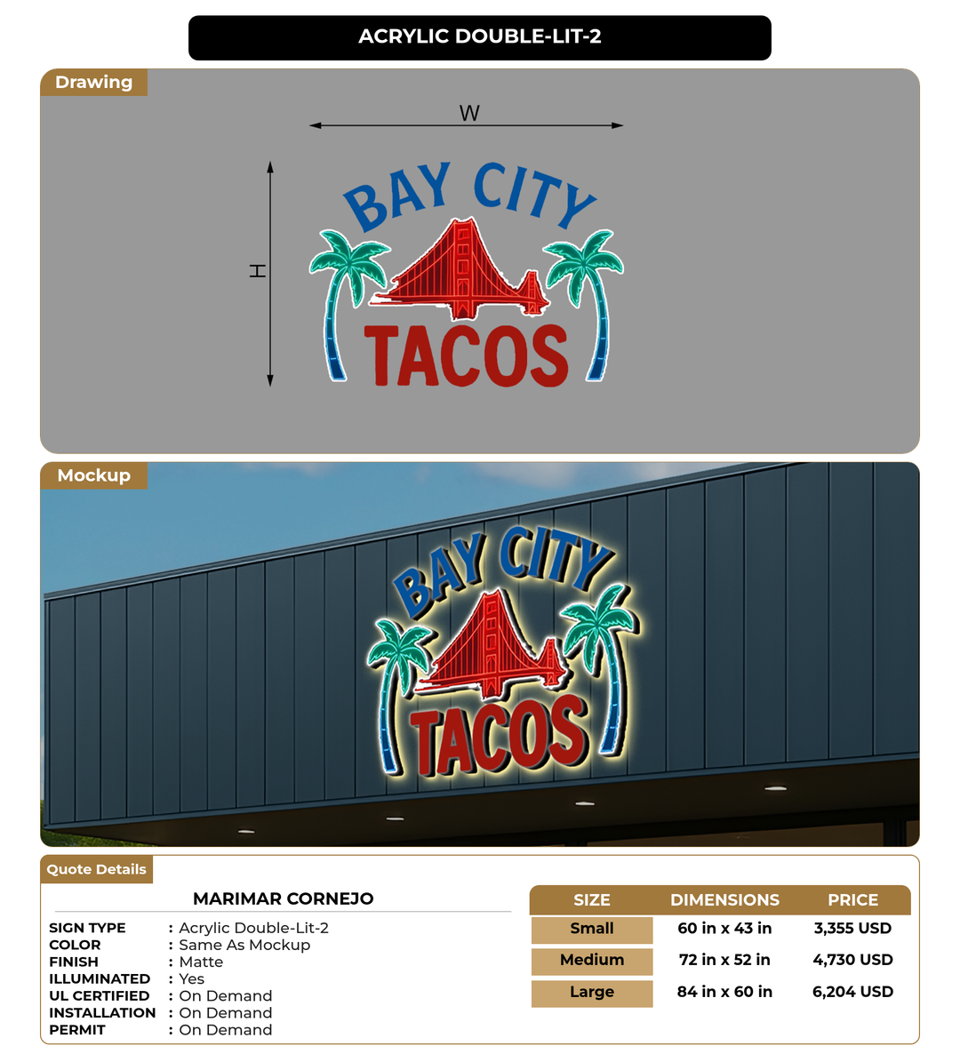 CUSTOM MOCKUP SIGN FOR Marimar Cornejo