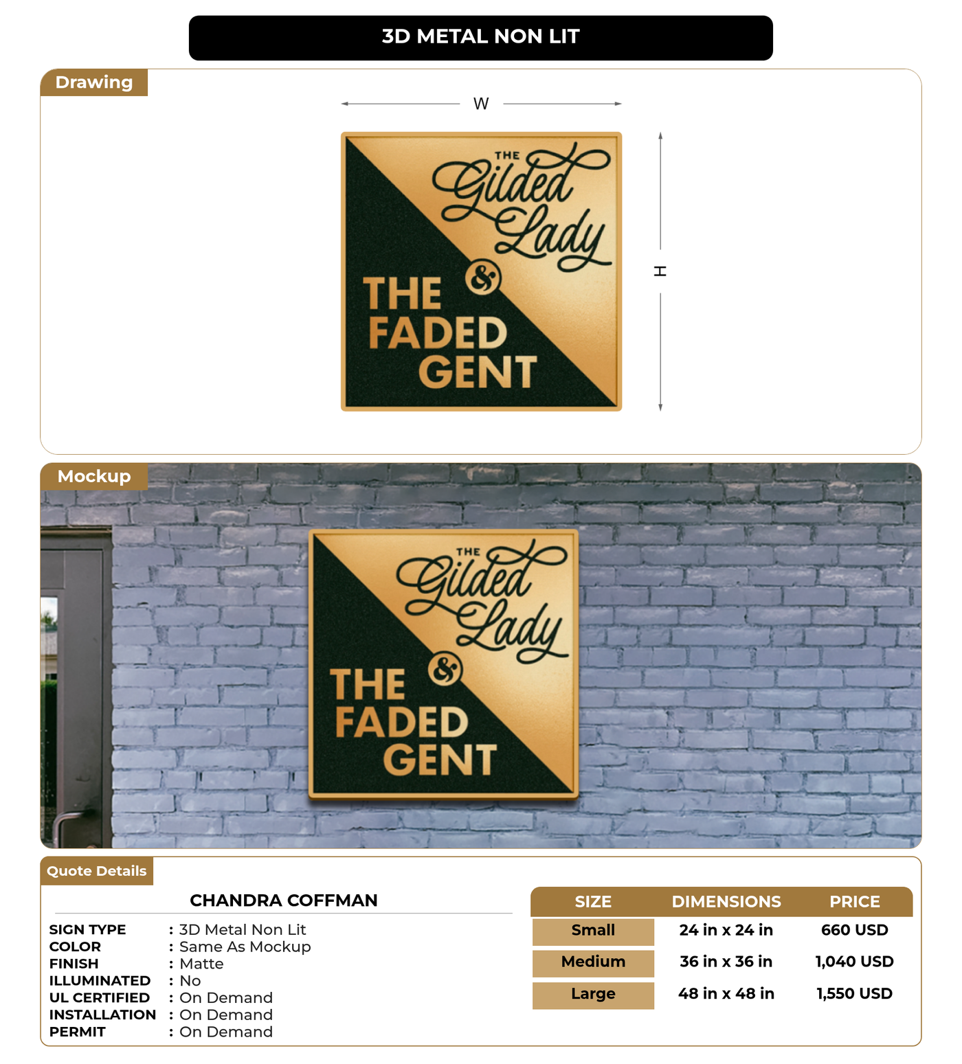 CUSTOM MOCKUP SIGN FOR Chandra Coffman