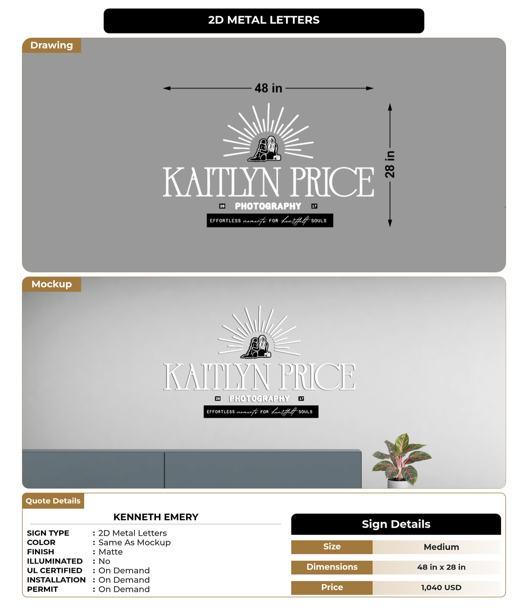 CUSTOM MOCKUP SIGN FOR Kenneth Emery
