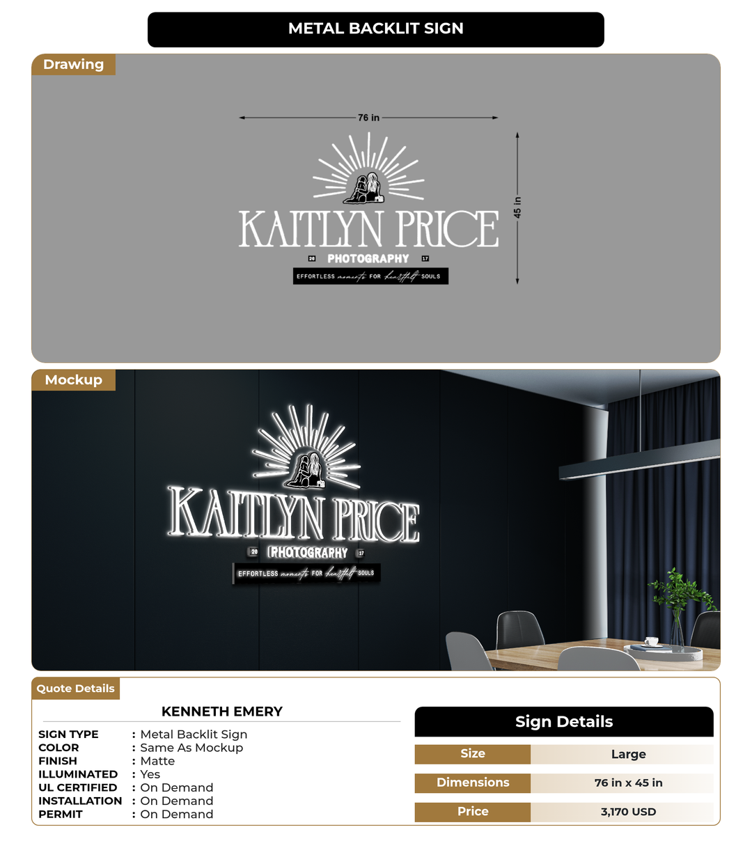 CUSTOM MOCKUP SIGN FOR Kenneth Emery
