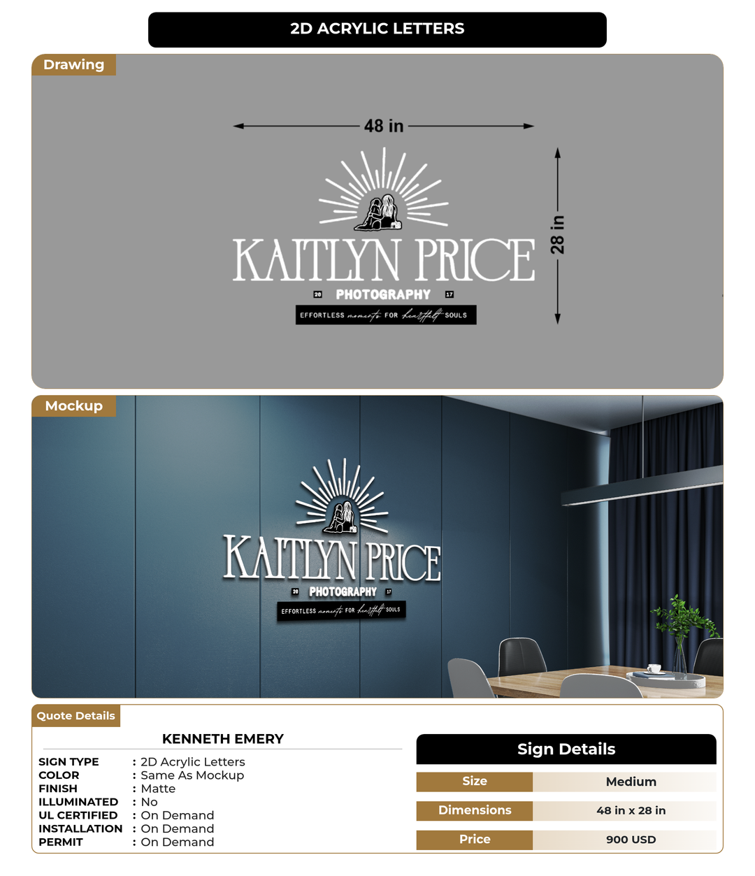 CUSTOM MOCKUP SIGN FOR Kenneth Emery