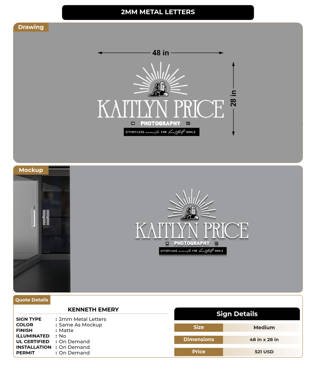 CUSTOM MOCKUP SIGN FOR Kenneth Emery
