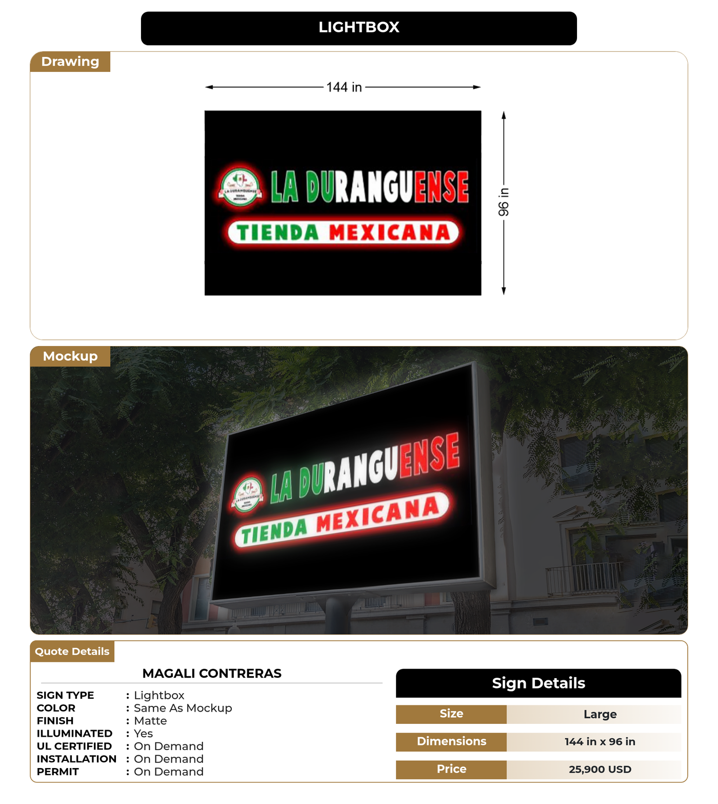 CUSTOM MOCKUP SIGN FOR Magali Contreras