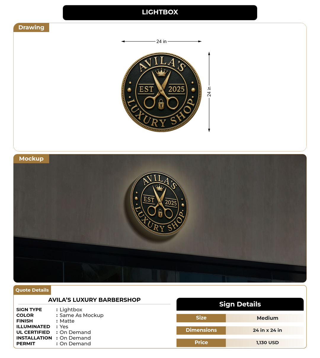 CUSTOM MOCKUP SIGN FOR Avila’s Luxury Barbershop