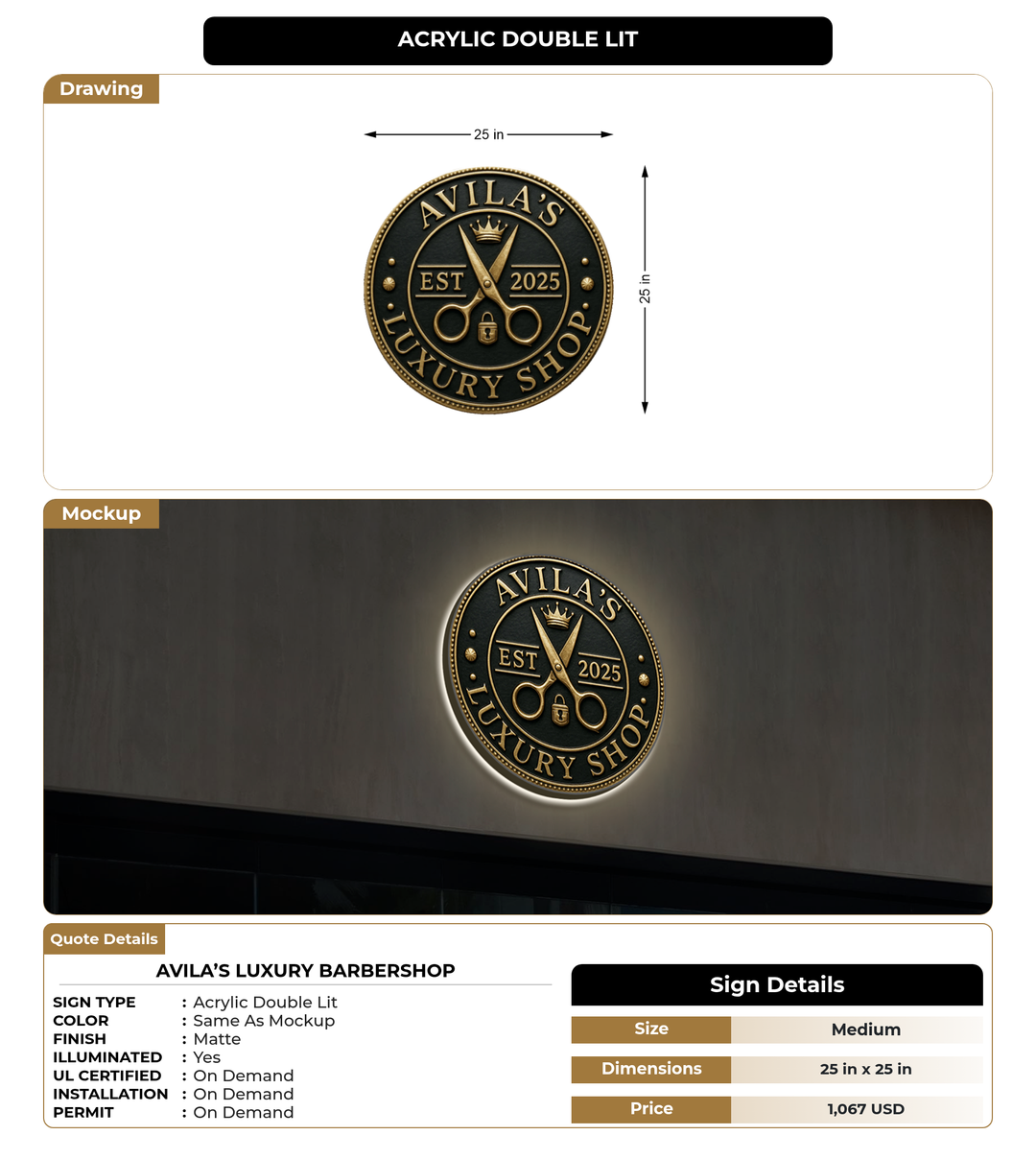 CUSTOM MOCKUP SIGN FOR Avila’s Luxury Barbershop