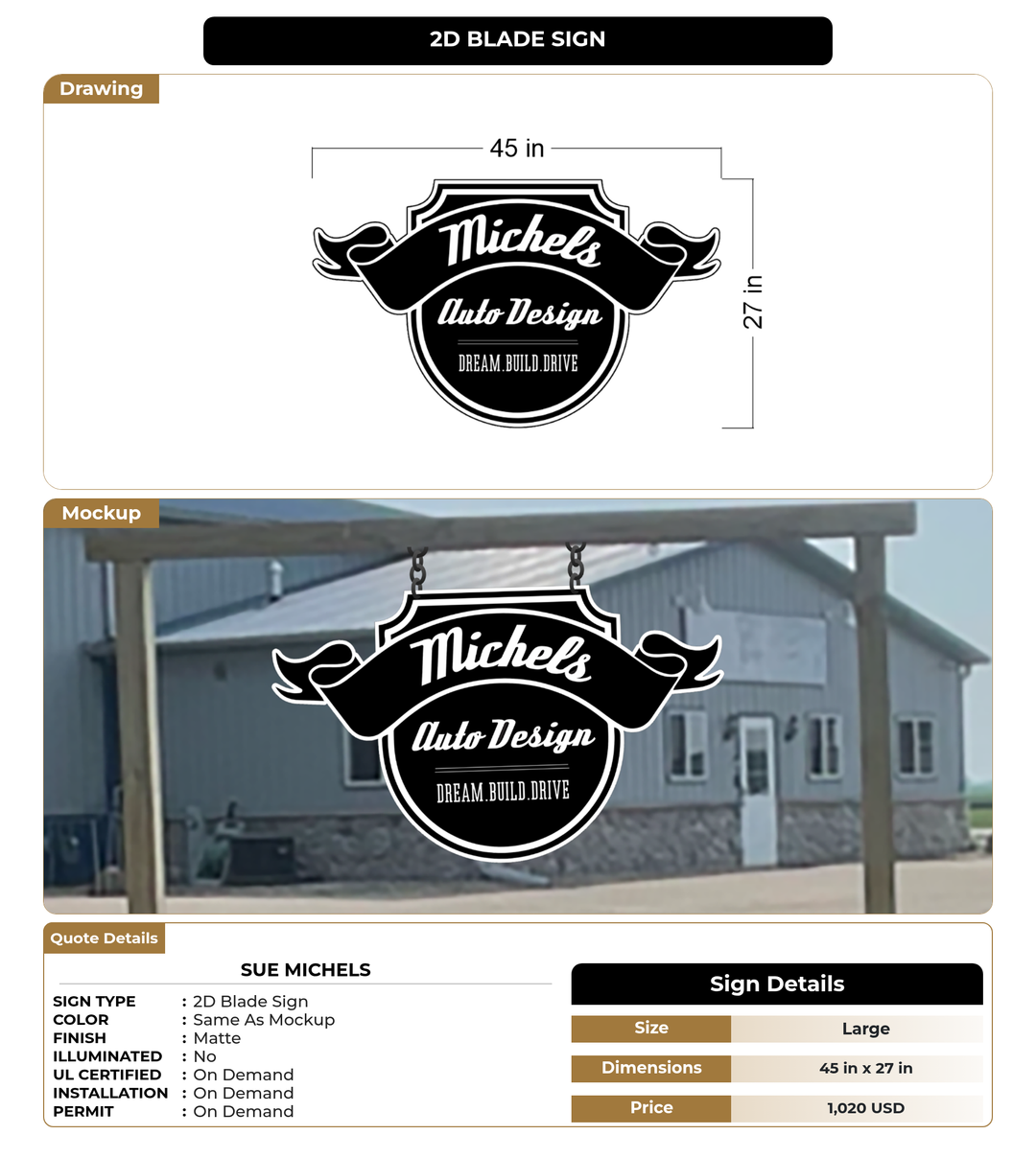 CUSTOM MOCKUP SIGN FOR Sue Michels