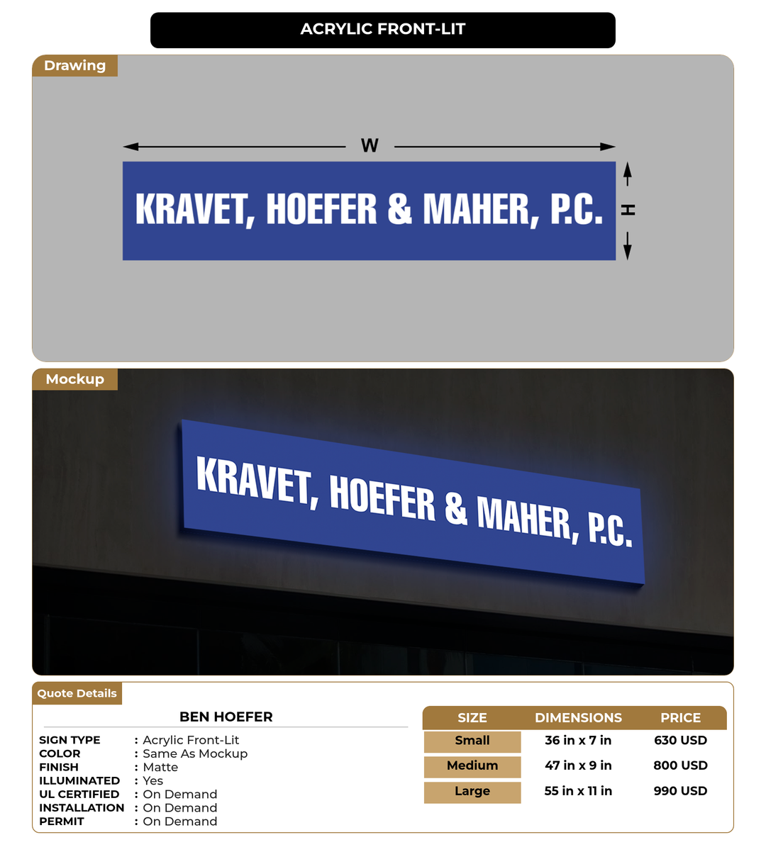 CUSTOM MOCKUP SIGN FOR Ben  Hoefer
