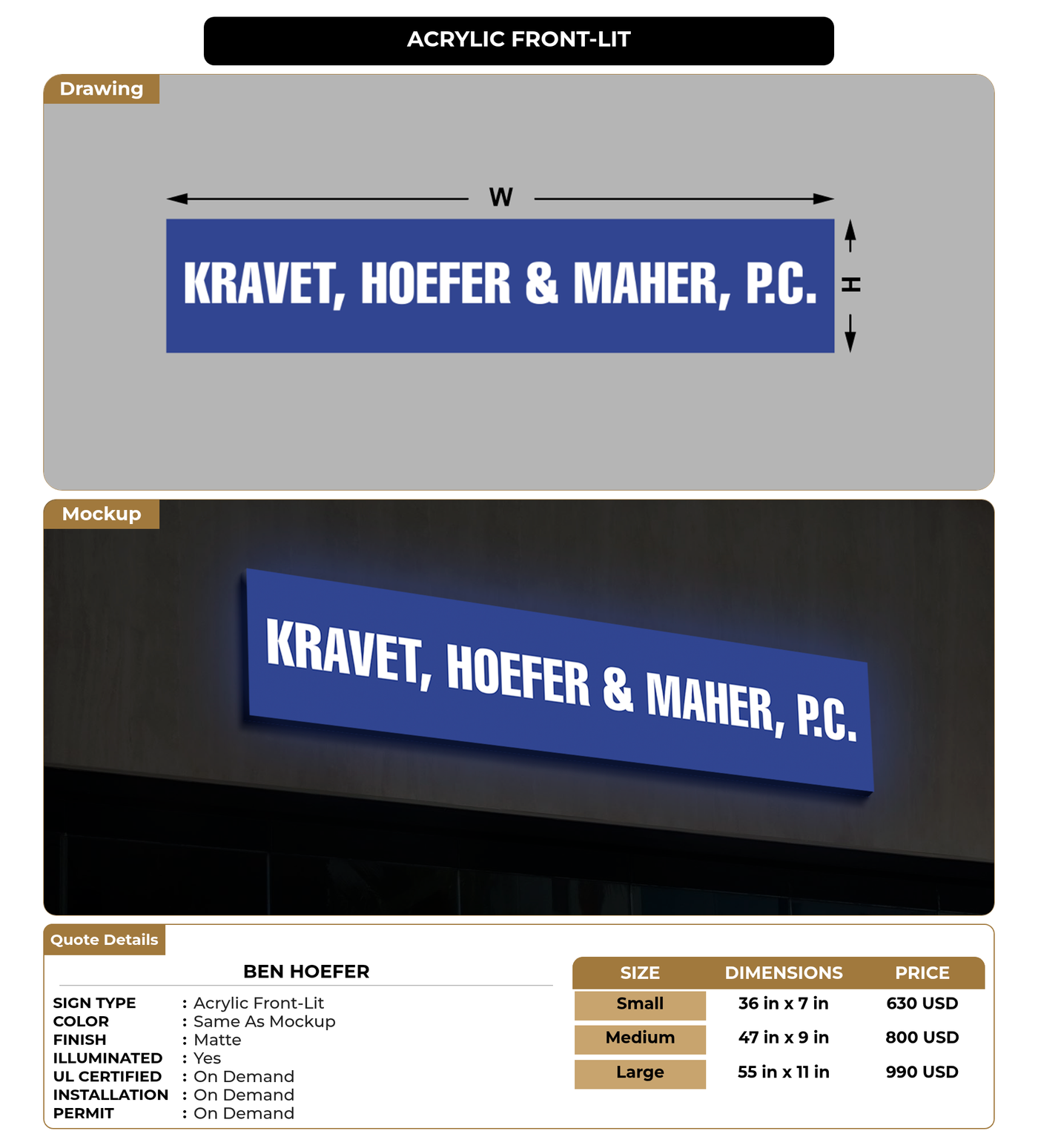 CUSTOM MOCKUP SIGN FOR Ben  Hoefer