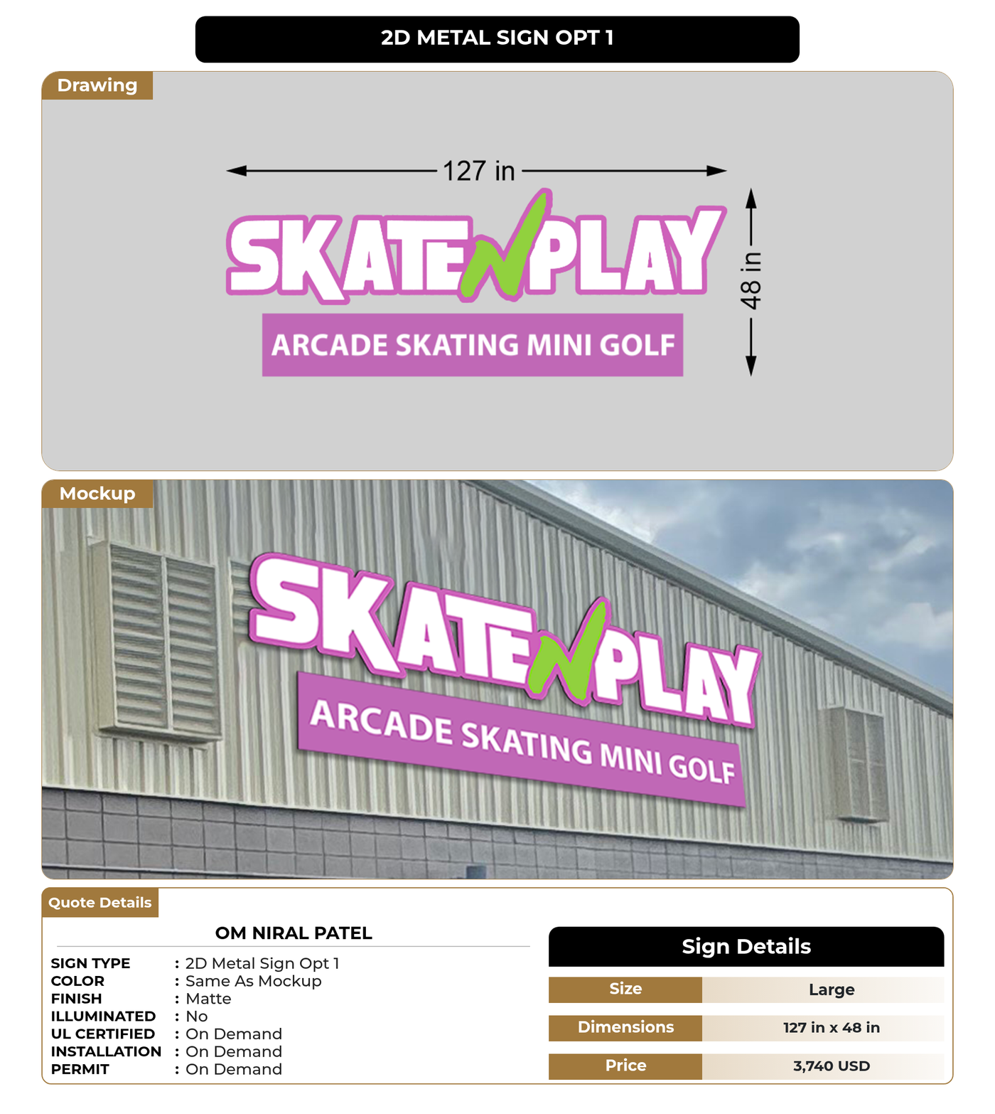 CUSTOM MOCKUP SIGN FOR Om Niral Patel