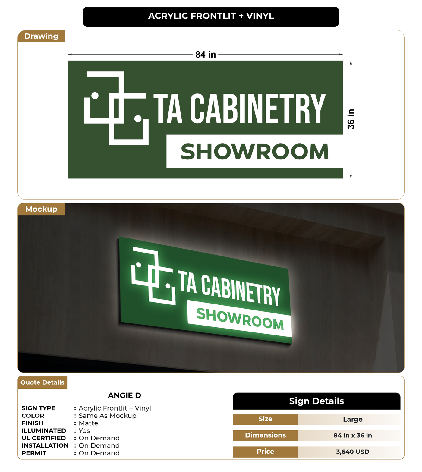 CUSTOM MOCKUP SIGN FOR Angie D