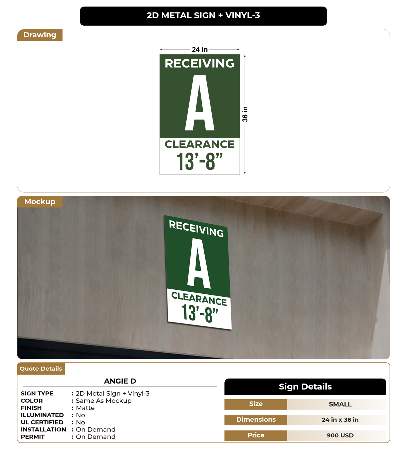 CUSTOM MOCKUP SIGN FOR Angie D
