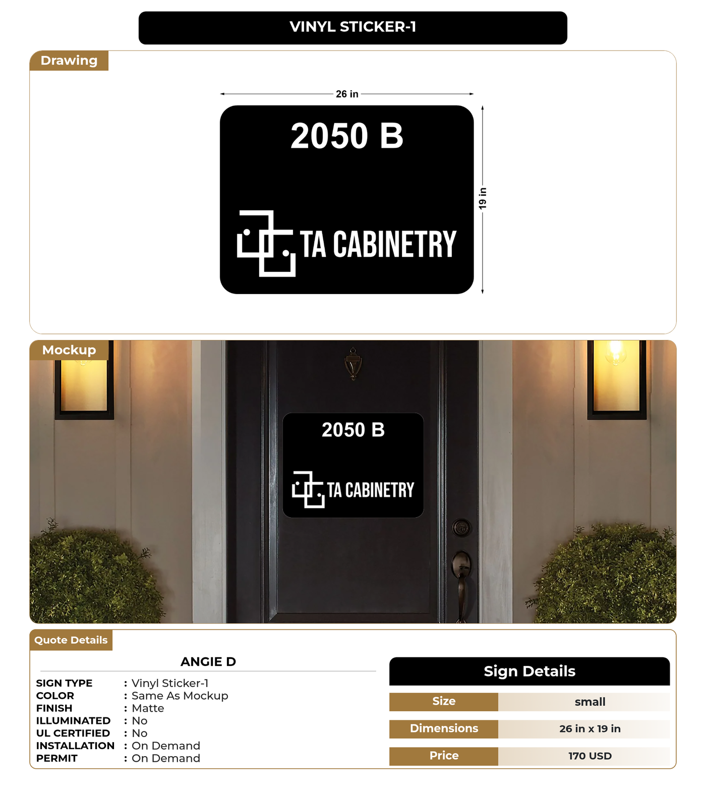 CUSTOM MOCKUP SIGN FOR Angie D