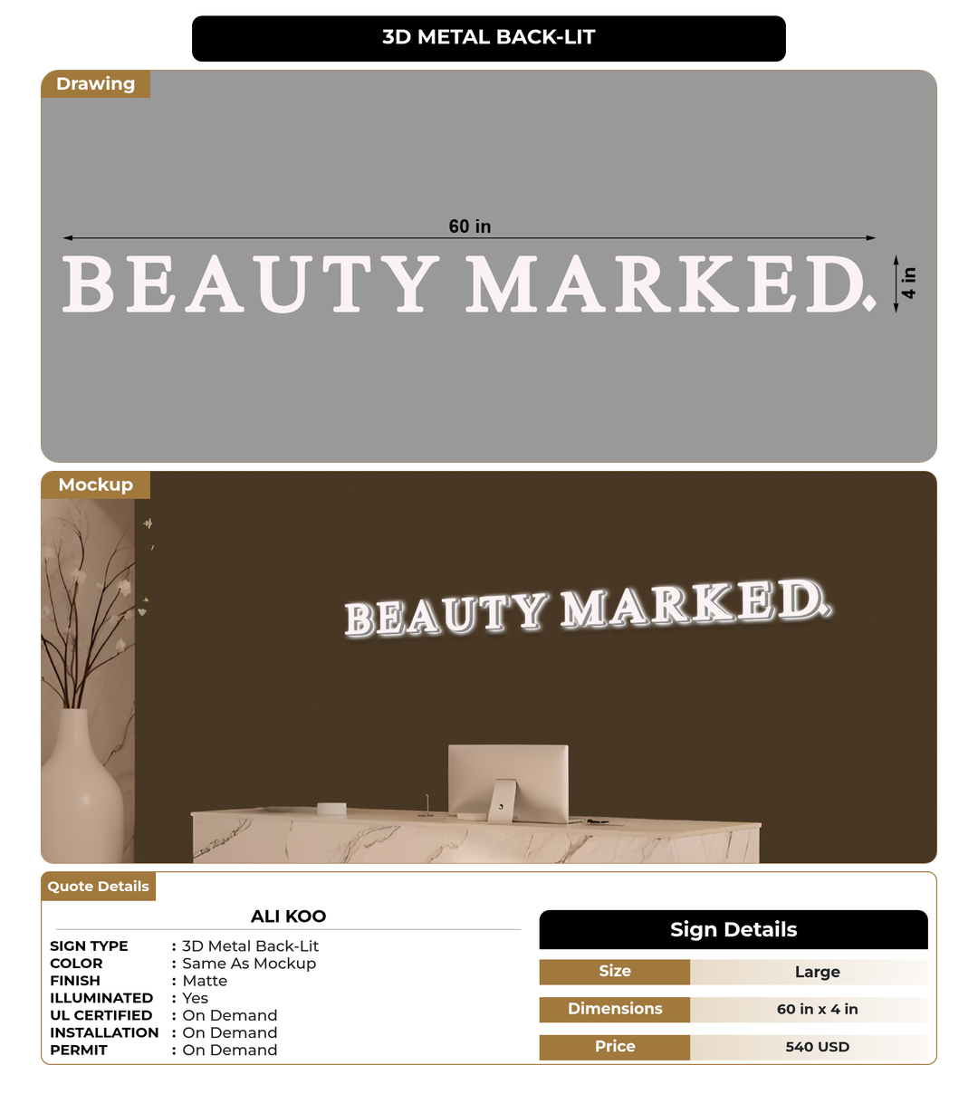CUSTOM MOCKUP SIGN FOR Ali Koo