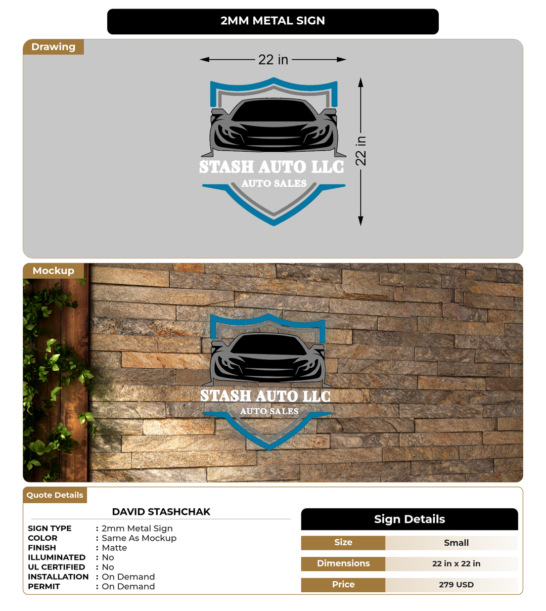 CUSTOM MOCKUP SIGN FOR David Stashchak